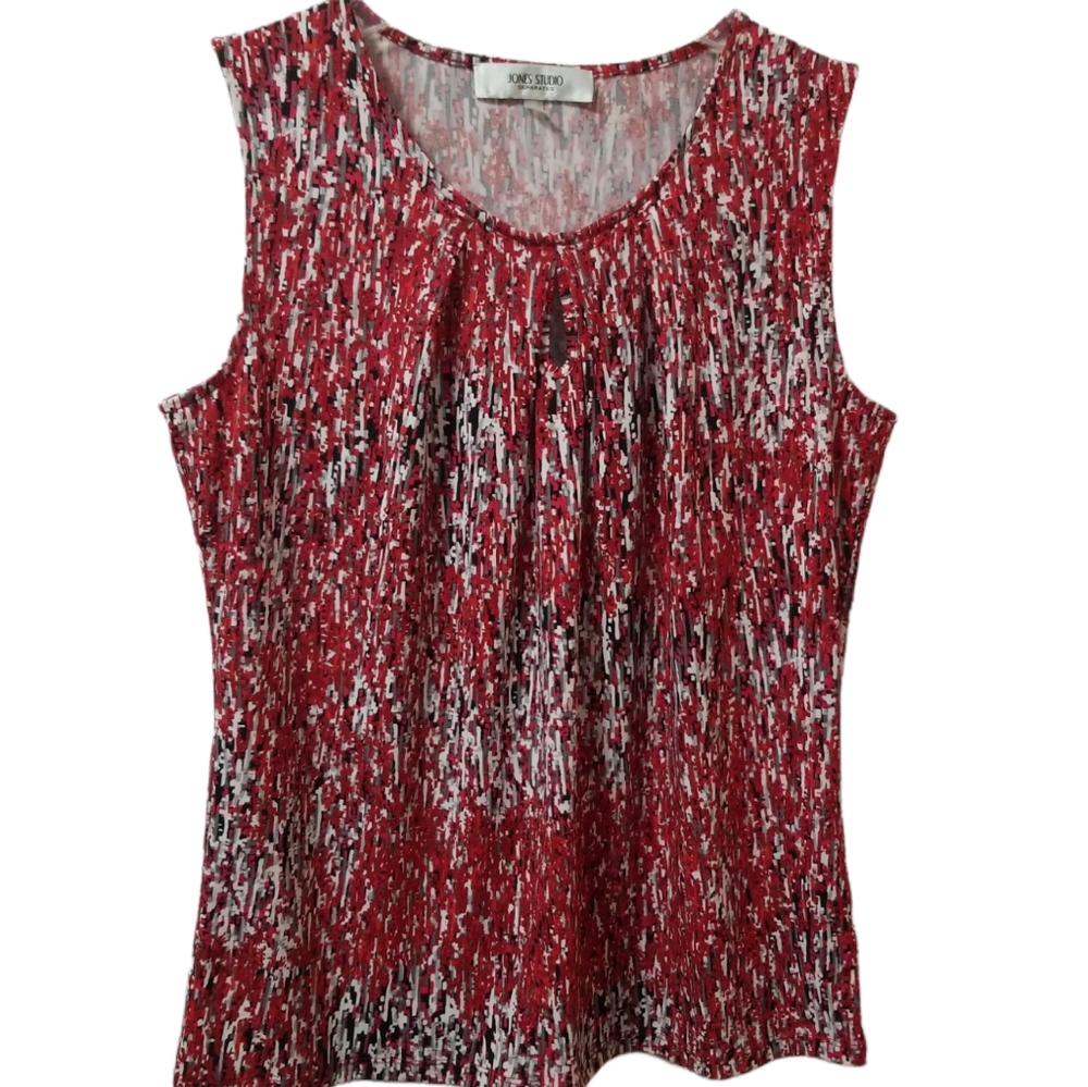 Jones Studios Sleeveless Top Red/Black/White Medium